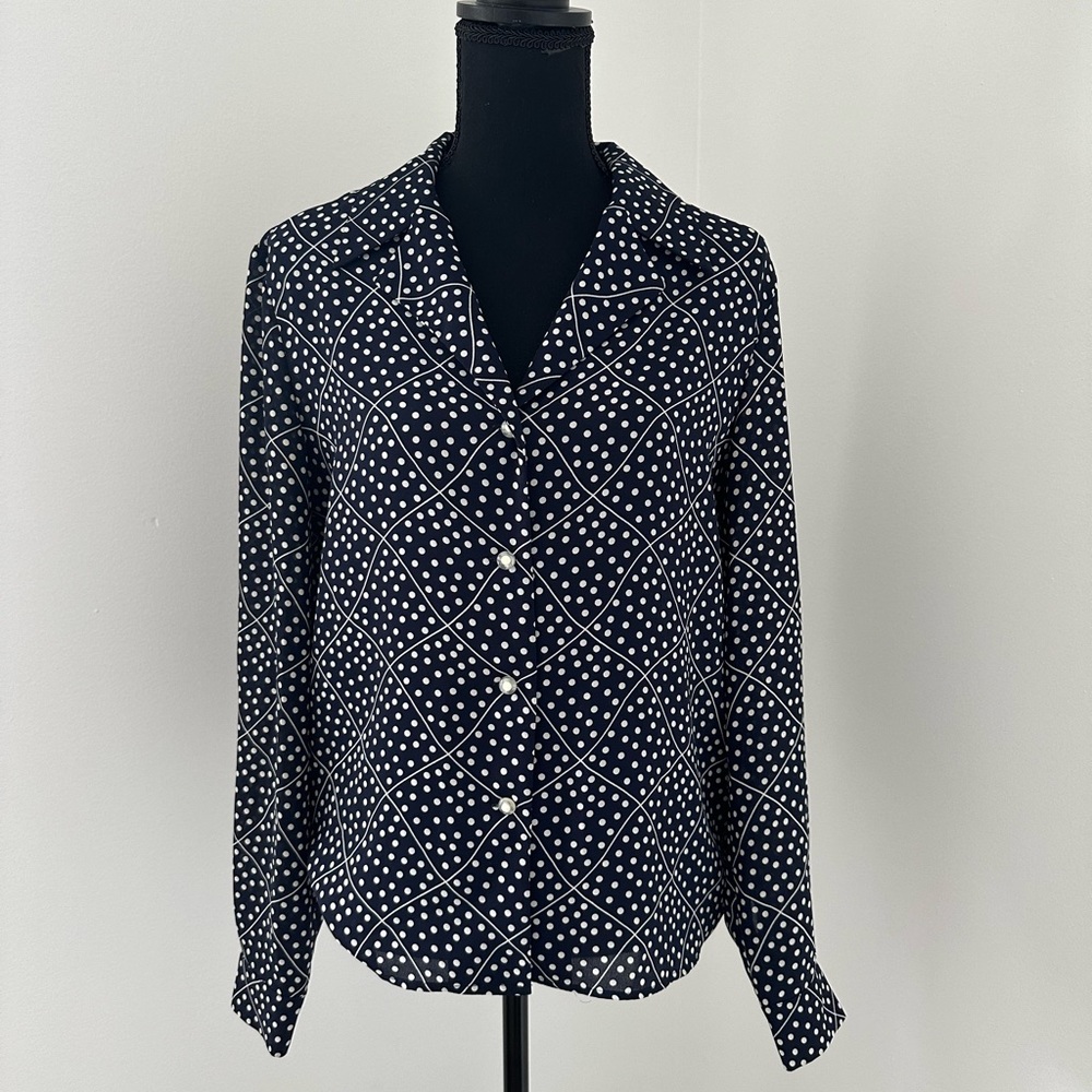 Liz Claiborne Button-Down Polkadot Blouse